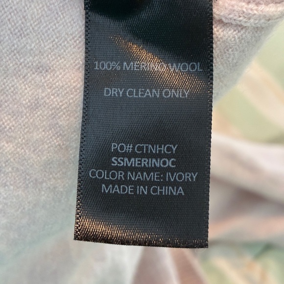 Paloma 100% Merino Wool Ivory Heather Long Sleeve Crew Neck MP Sweater - Picture 5 of 7